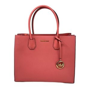 Michael Kors Shoulder Bag Mercer Large Leather Purse Grapefruit Pink